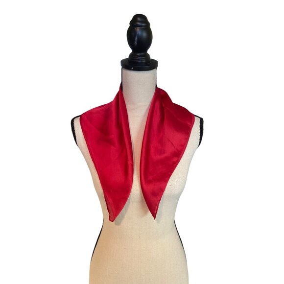 Vintage Womens  Red Silk Neck Scarf Square Lightweight Accessory - Picture 1 of 5